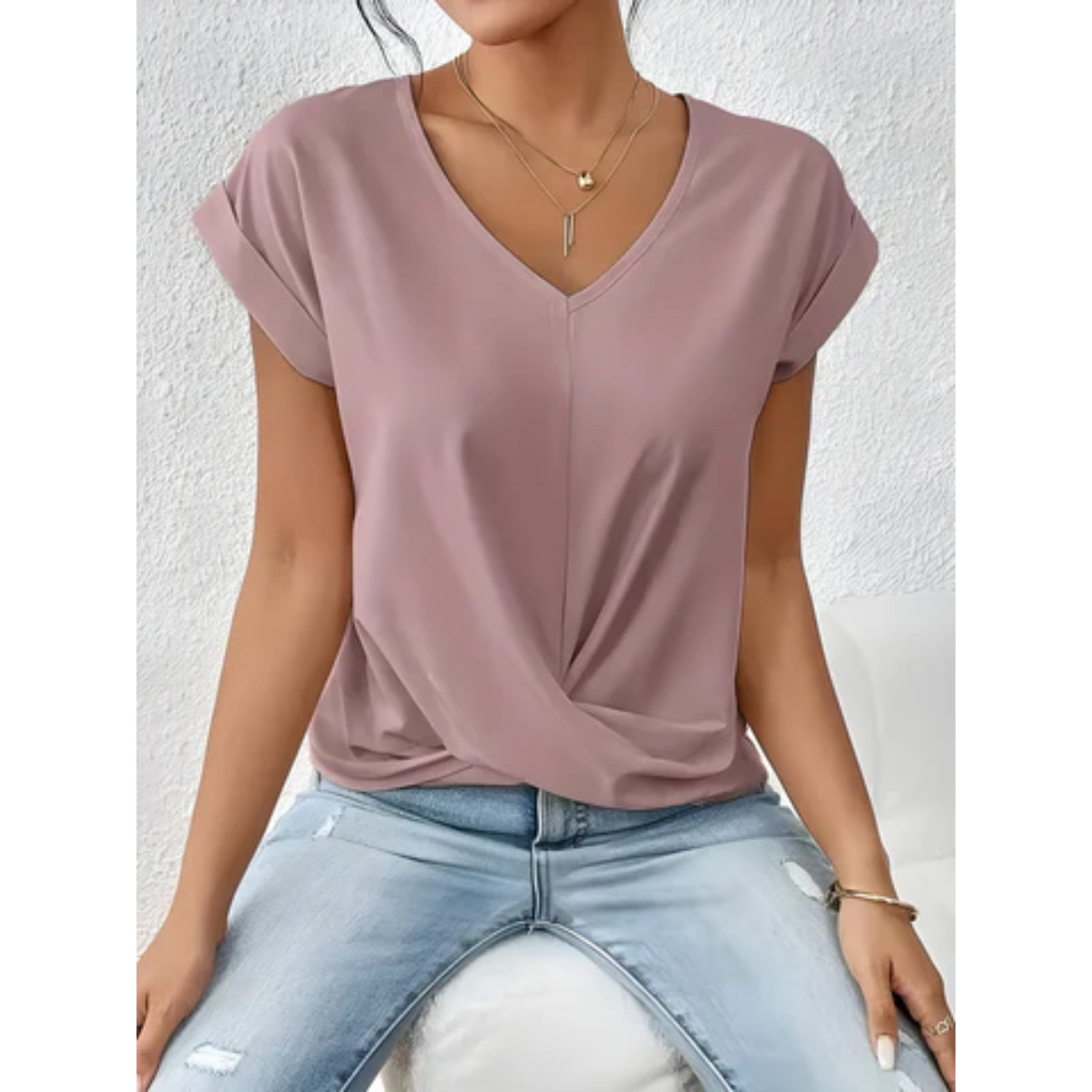 ELÉA™ T-SHIRT PLISSÉ À COL V