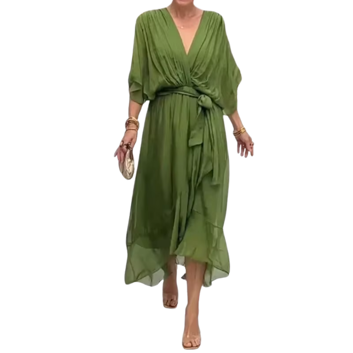 ALBA™ ROBE ASYMÉTRIQUE À MANCHES CHAUVE-SOURIS