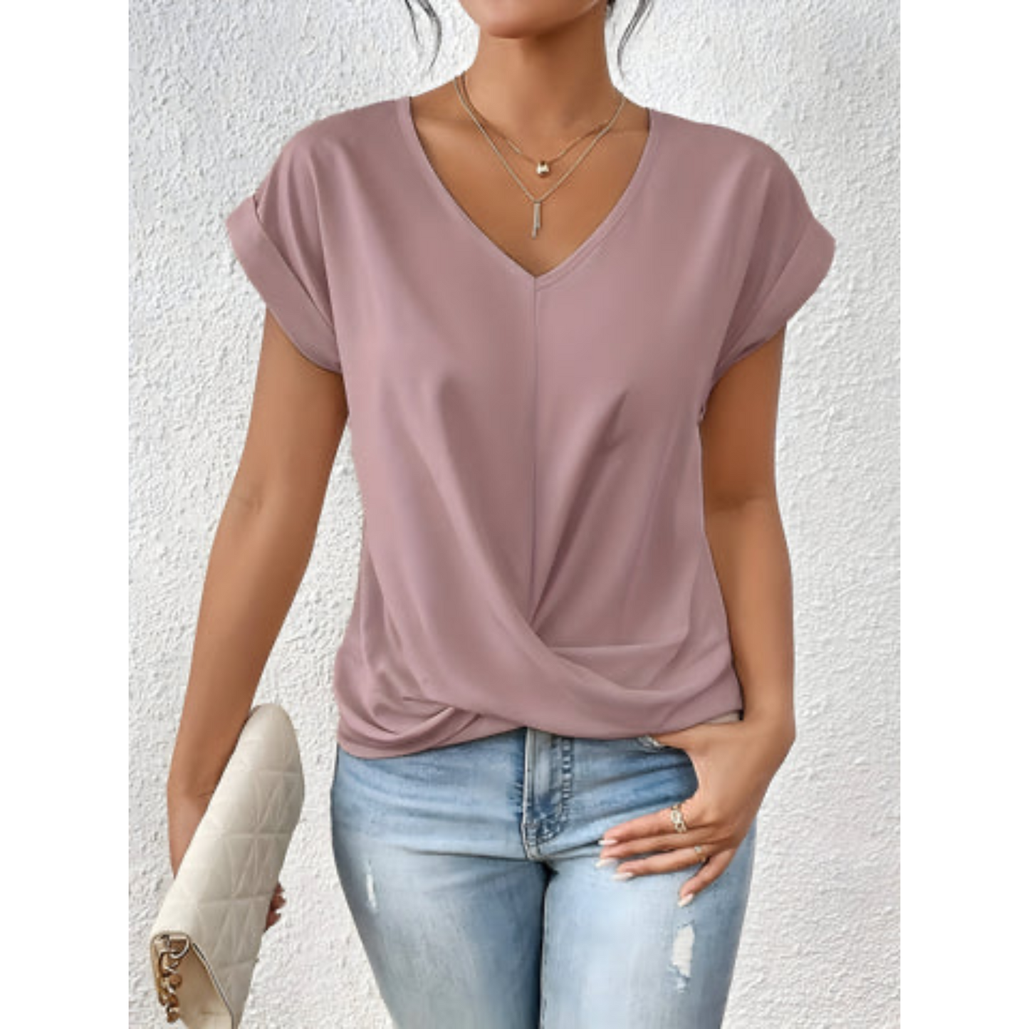 ELÉA™ T-SHIRT PLISSÉ À COL V