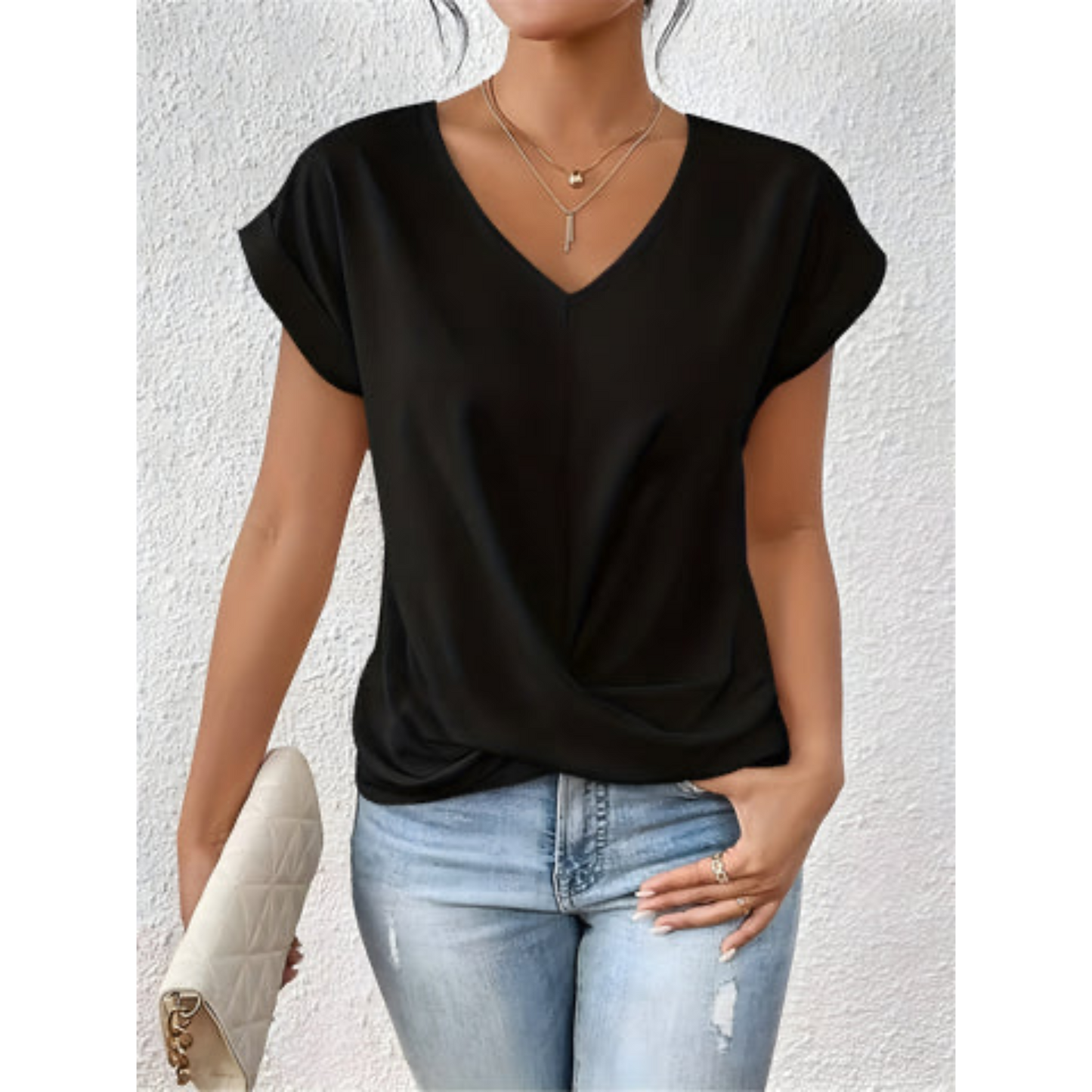 ELÉA™ T-SHIRT PLISSÉ À COL V