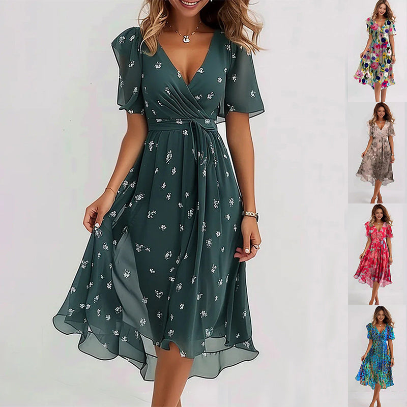 VIERA BLOOM™ ROBE MIDI ABSTRAITE