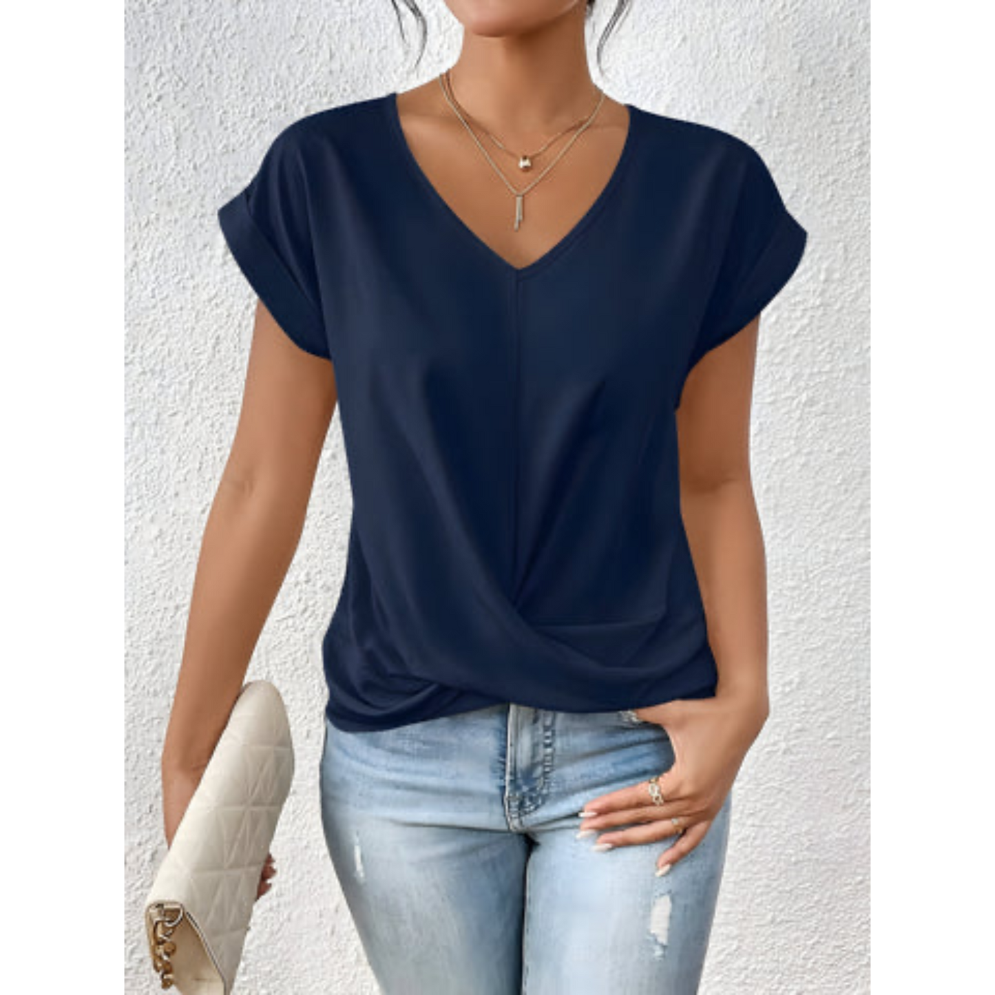 ELÉA™ T-SHIRT PLISSÉ À COL V