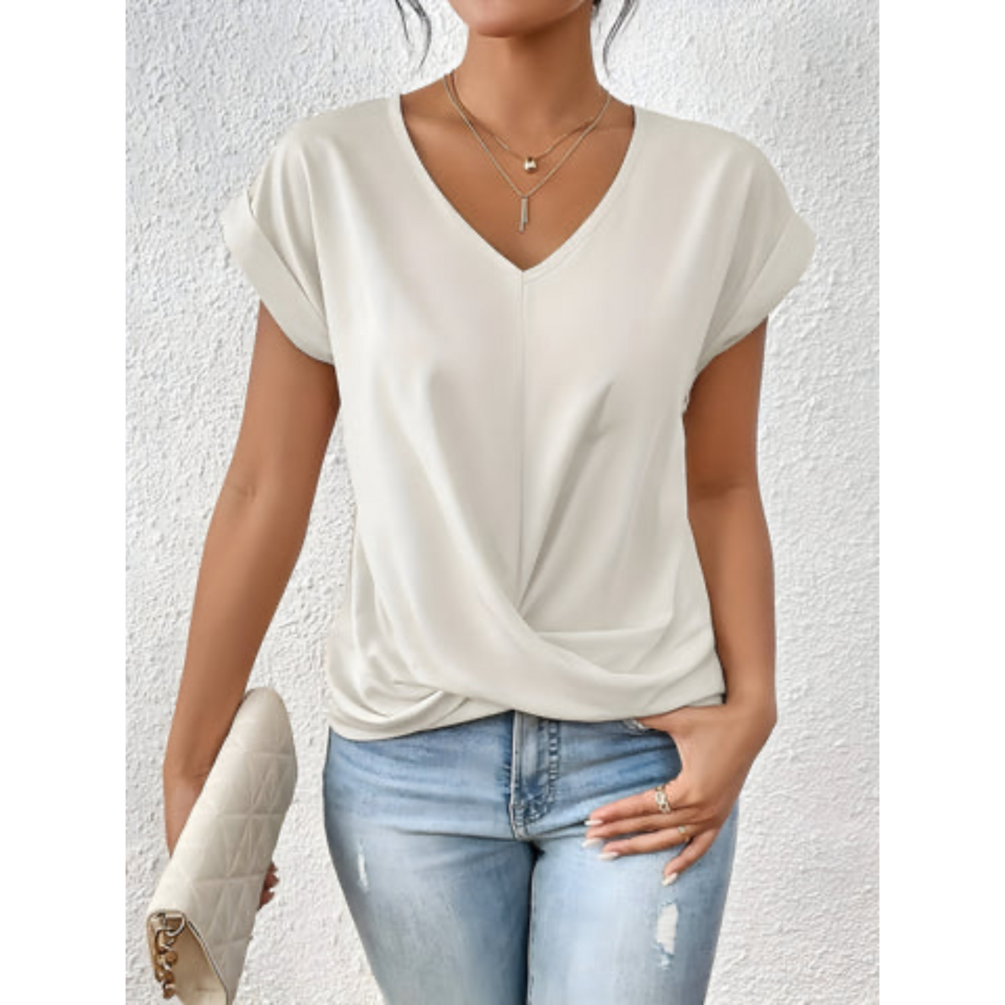 ELÉA™ T-SHIRT PLISSÉ À COL V