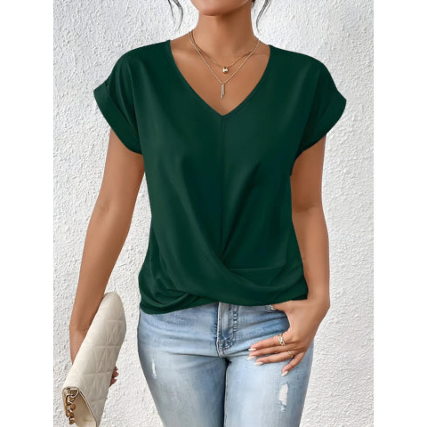 ELÉA™ T-SHIRT PLISSÉ À COL V