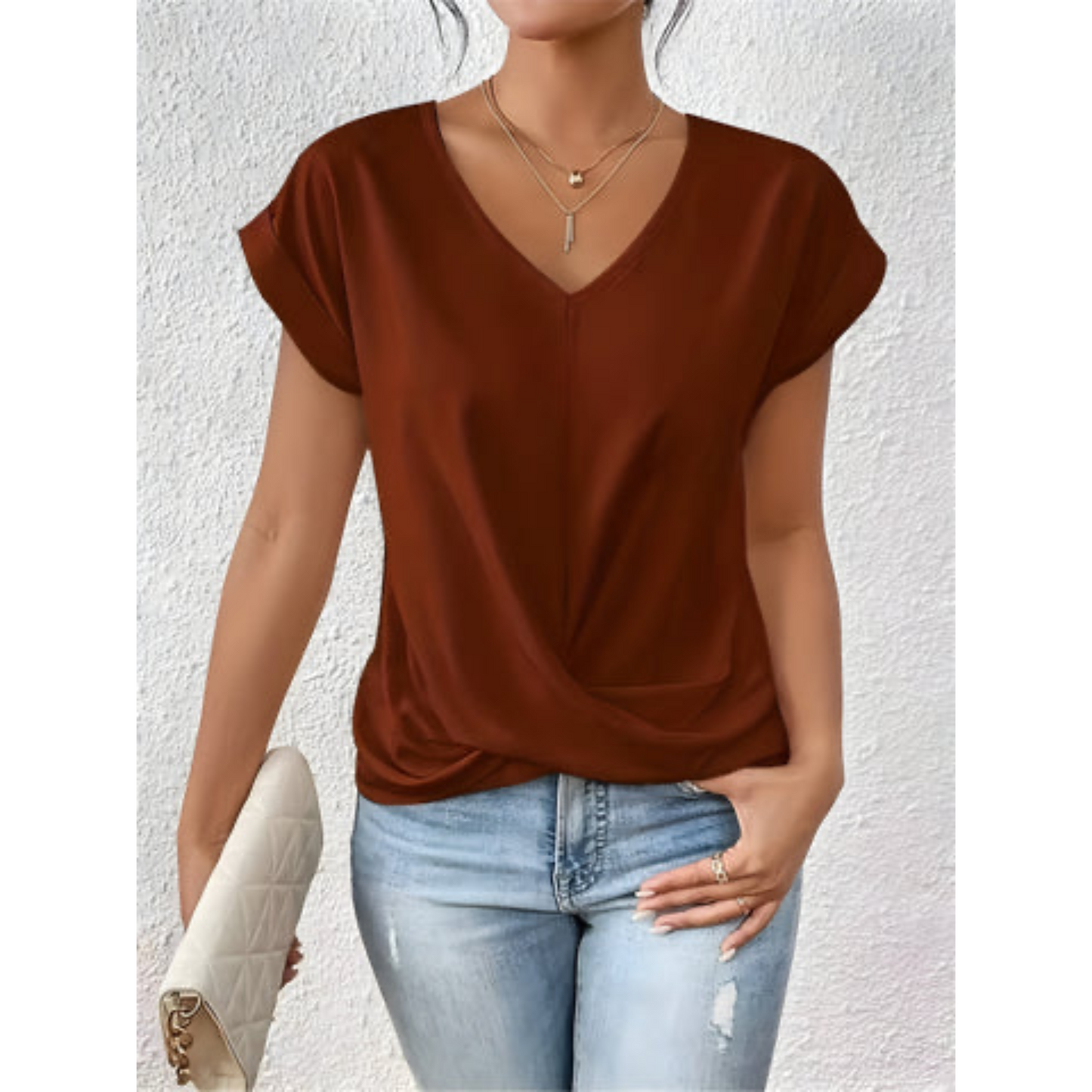 ELÉA™ T-SHIRT PLISSÉ À COL V