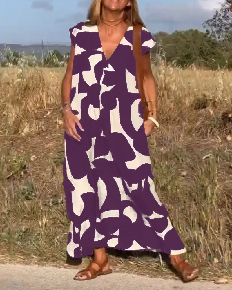 STÉPHANIE™ ROBE IMPRIMÉE À COL EN V