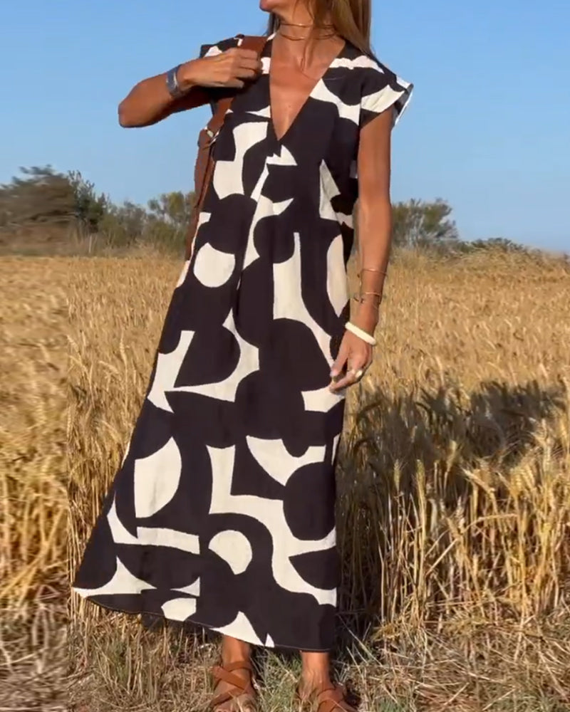 STÉPHANIE™ ROBE IMPRIMÉE À COL EN V