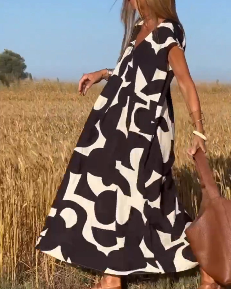 STÉPHANIE™ ROBE IMPRIMÉE À COL EN V