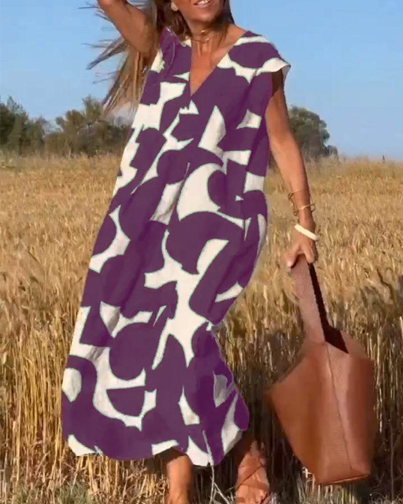 STÉPHANIE™ ROBE IMPRIMÉE À COL EN V