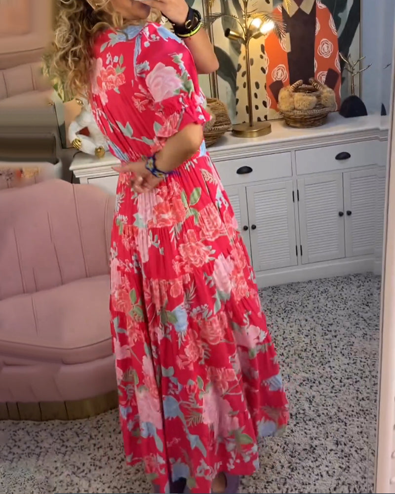 CELESTE™ ROBE À COL EN V AVEC IMPRIMÉ FLORAL ET POCHES