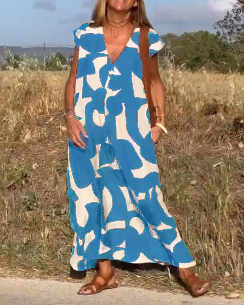 STÉPHANIE™ ROBE IMPRIMÉE À COL EN V