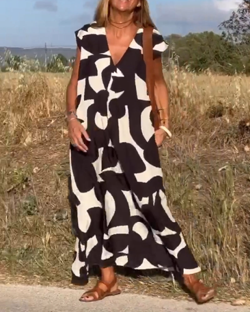 STÉPHANIE™ ROBE IMPRIMÉE À COL EN V