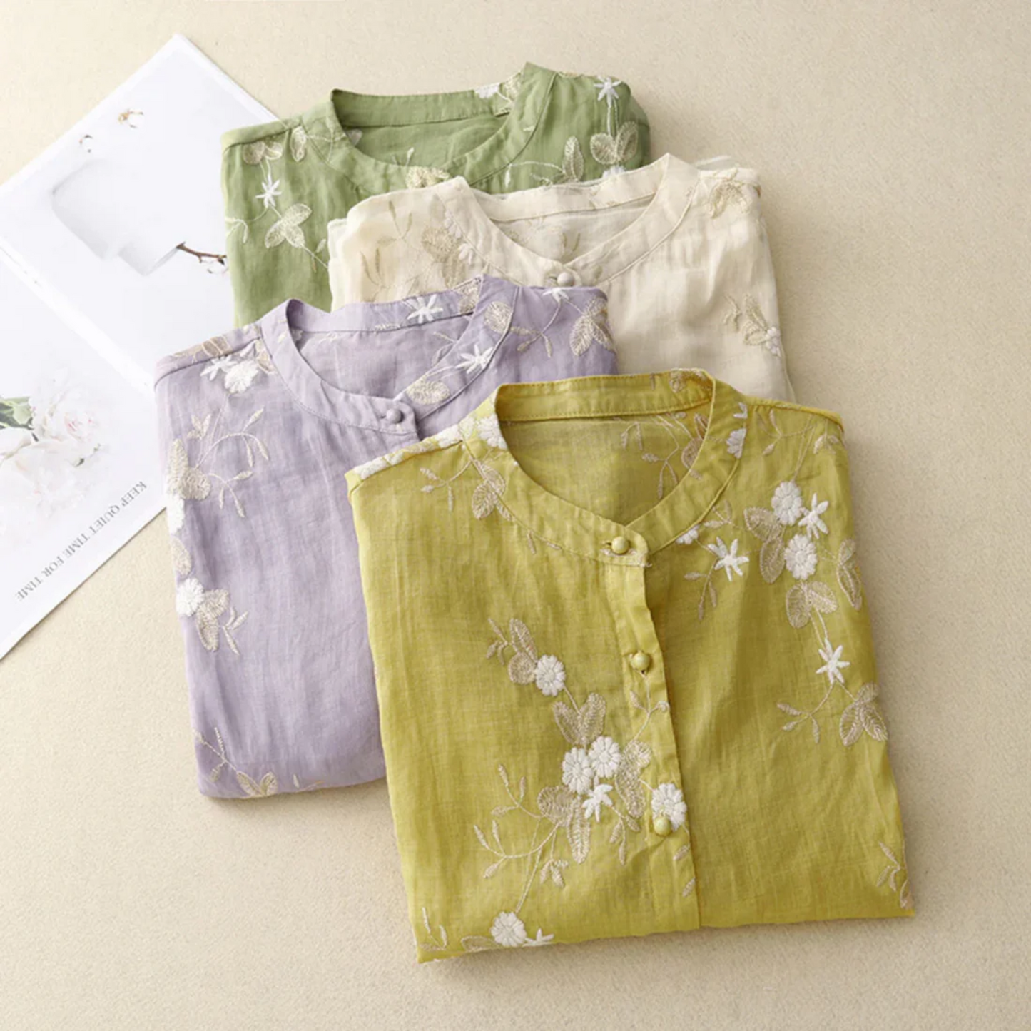 APOLLINE™ BLOUSE VINTAGE BRODÉE EN COTON