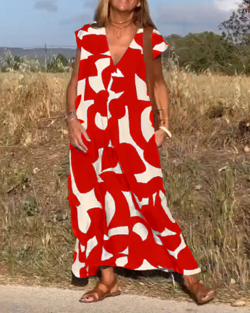 STÉPHANIE™ ROBE IMPRIMÉE À COL EN V