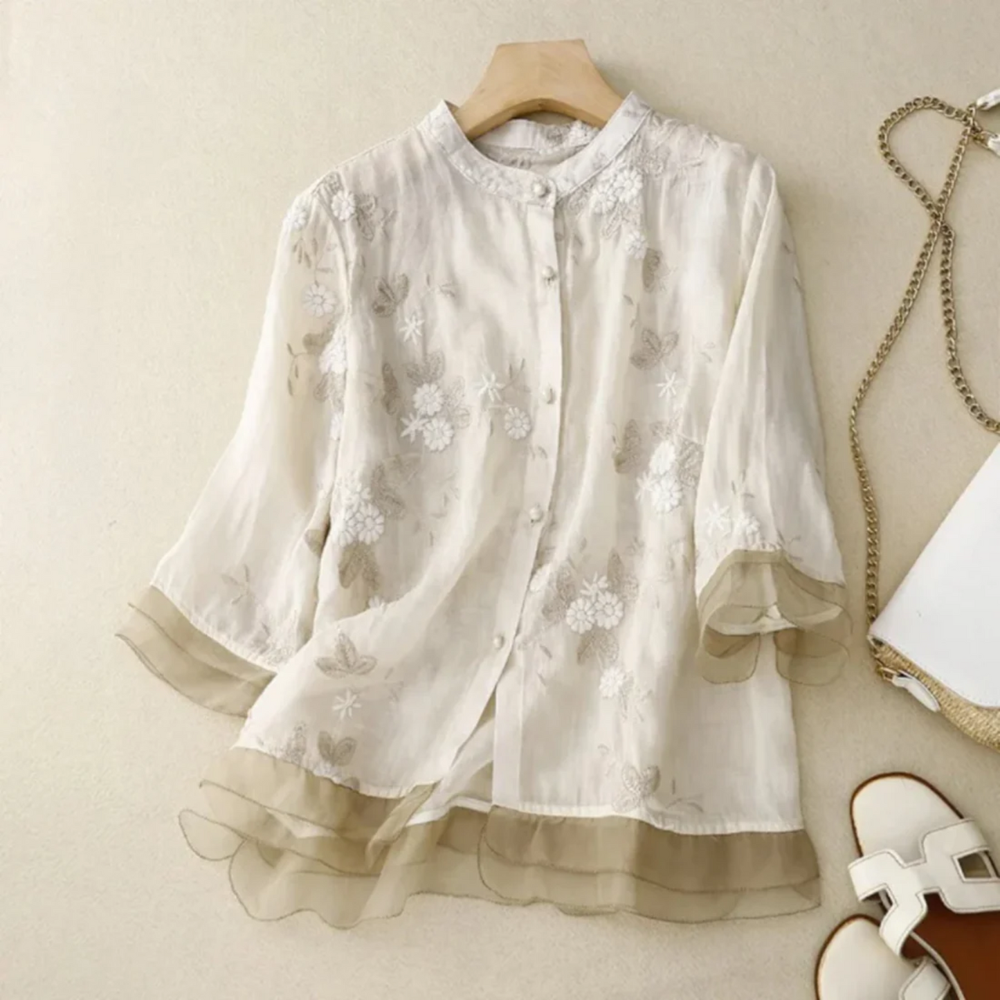 APOLLINE™ BLOUSE VINTAGE BRODÉE EN COTON