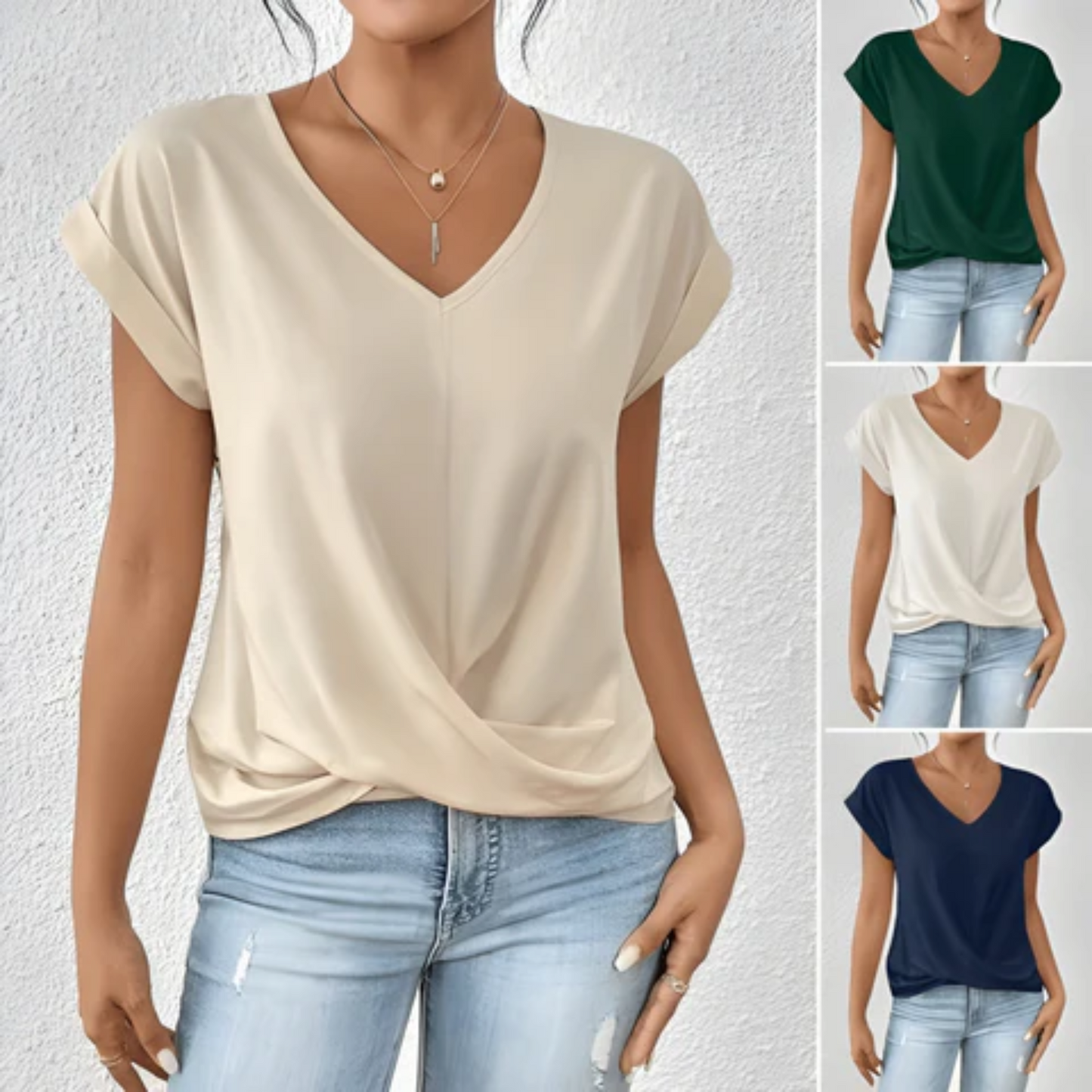 ELÉA™ T-SHIRT PLISSÉ À COL V