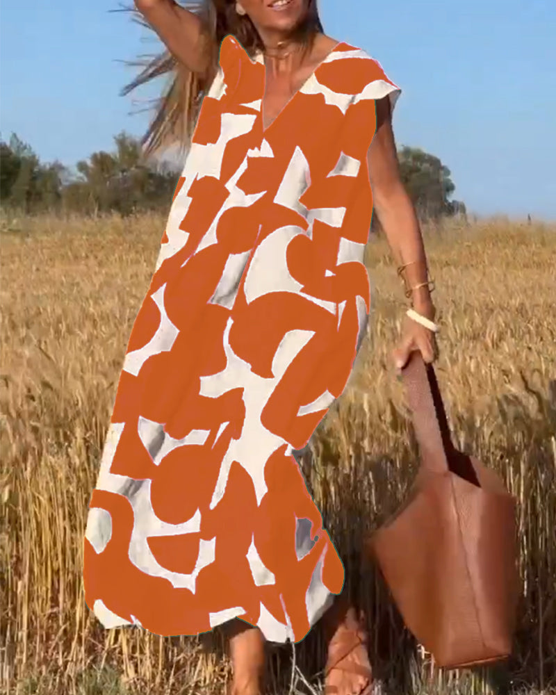 STÉPHANIE™ ROBE IMPRIMÉE À COL EN V