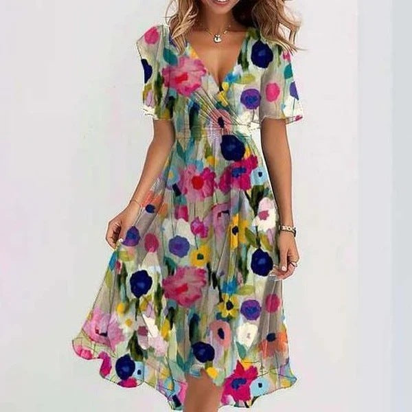 VIERA BLOOM™ ROBE MIDI ABSTRAITE