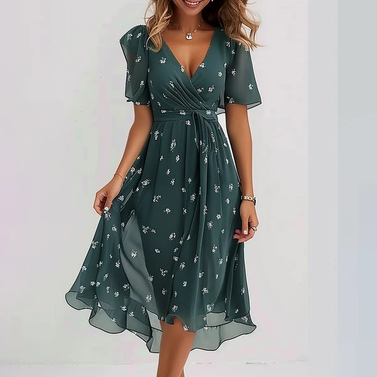 VIERA BLOOM™ ROBE MIDI ABSTRAITE