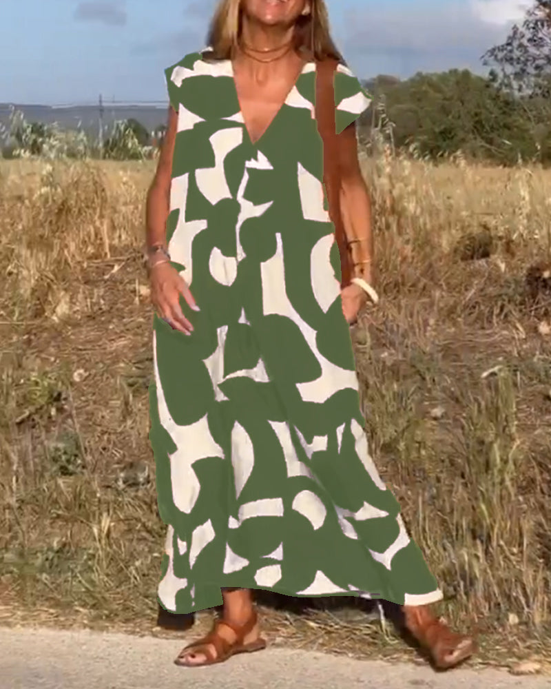STÉPHANIE™ ROBE IMPRIMÉE À COL EN V