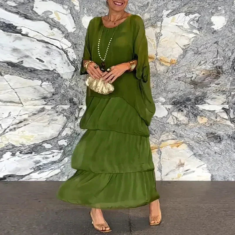MARGAUX™ ROBE EN MOUSSELINE SUPERPOSÉE