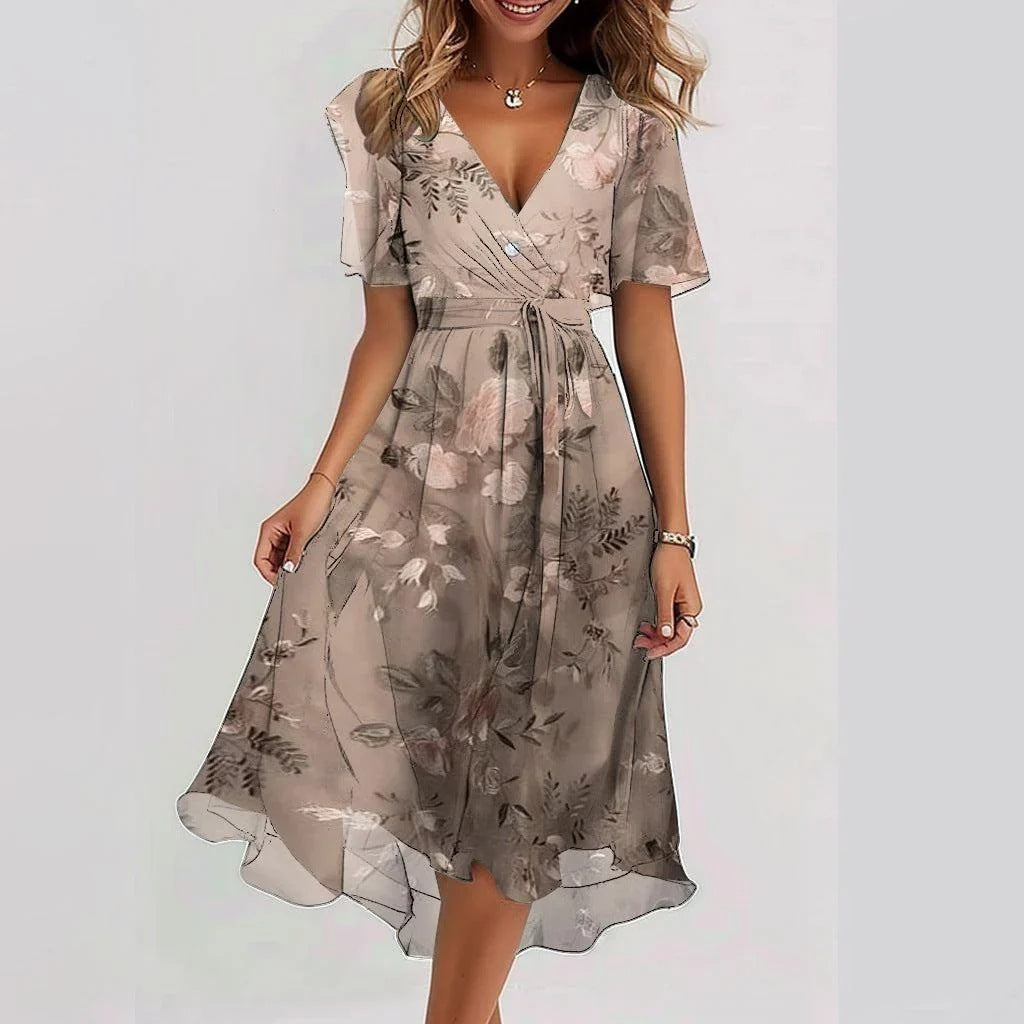 VIERA BLOOM™ ROBE MIDI ABSTRAITE