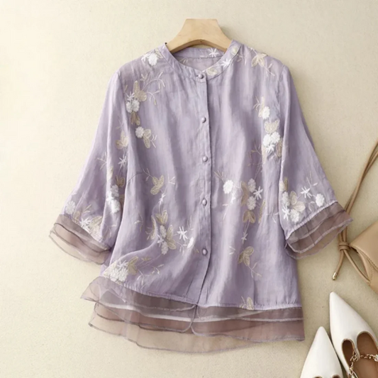 APOLLINE™ BLOUSE VINTAGE BRODÉE EN COTON