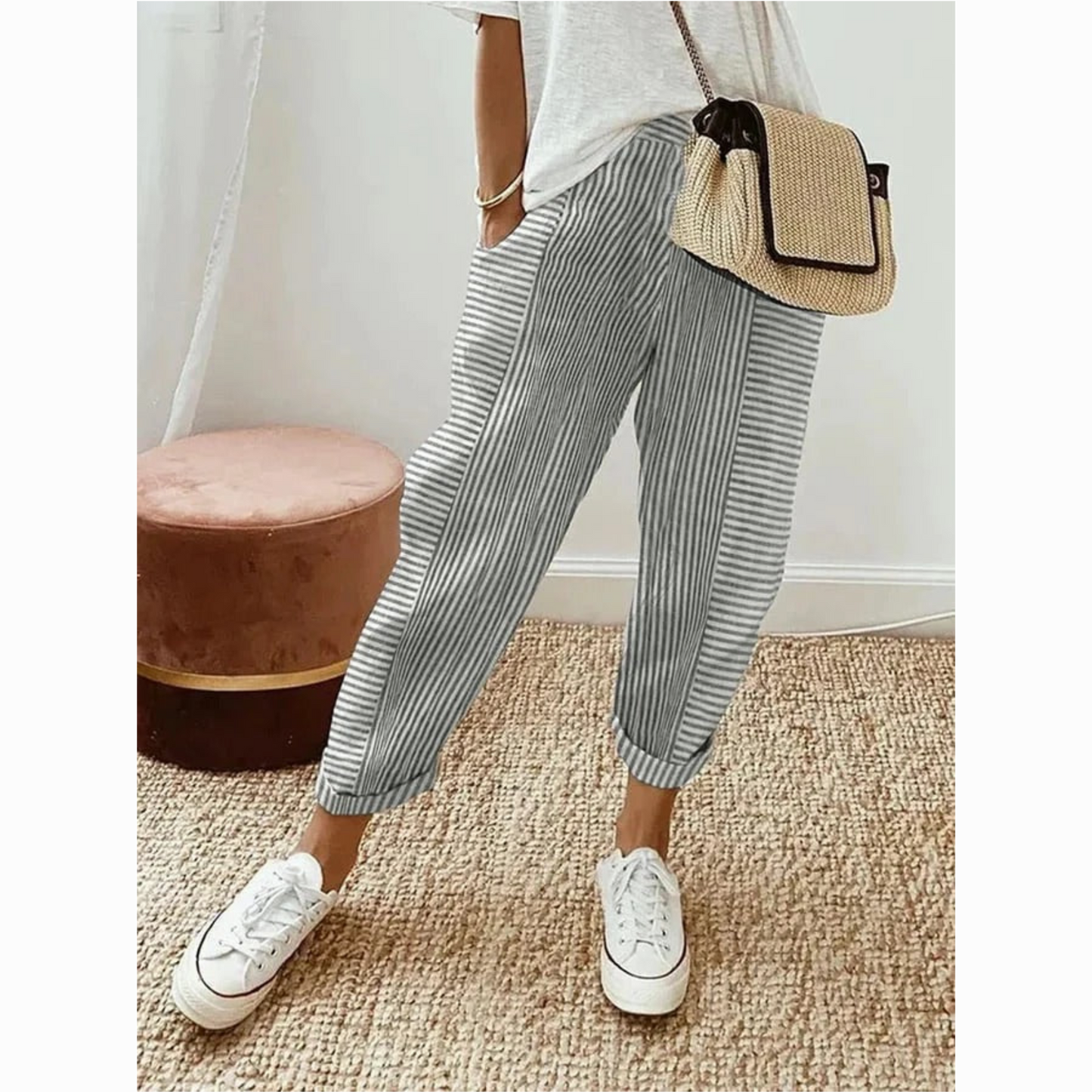 ÉLISE™ PANTALON LARGE RAYÉ