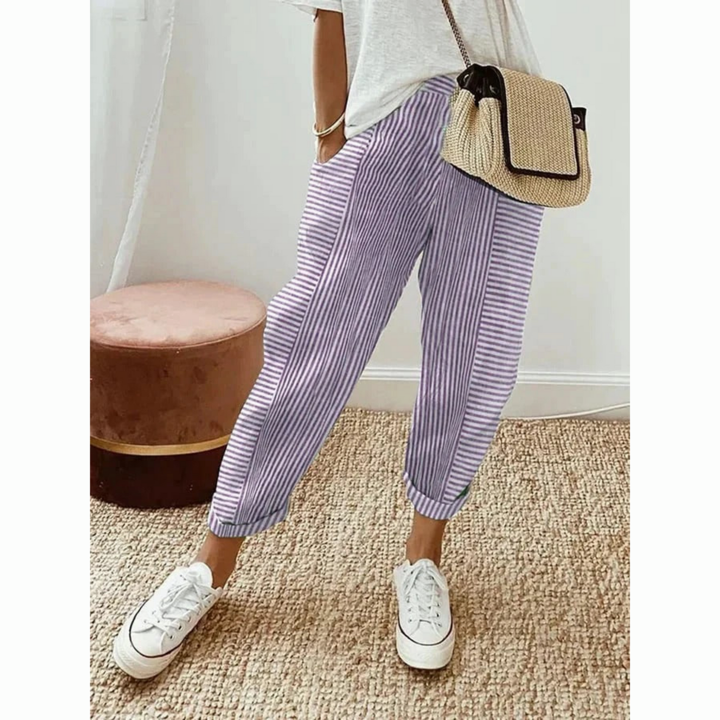 ÉLISE™ PANTALON LARGE RAYÉ