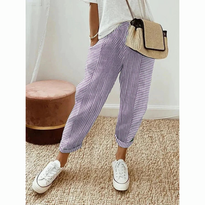 ÉLISE™ PANTALON LARGE RAYÉ