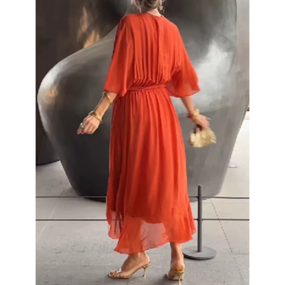 ALBA™ ROBE ASYMÉTRIQUE À MANCHES CHAUVE-SOURIS