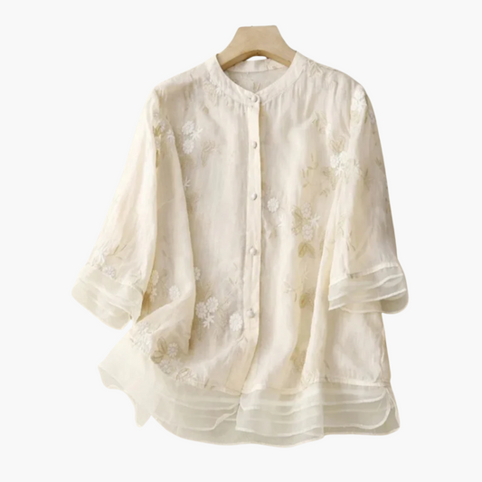 APOLLINE™ BLOUSE VINTAGE BRODÉE EN COTON