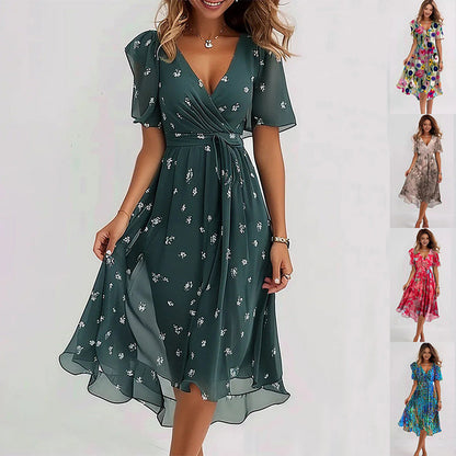 VIERA BLOOM™  ROBE MIDI ABSTRAITE
