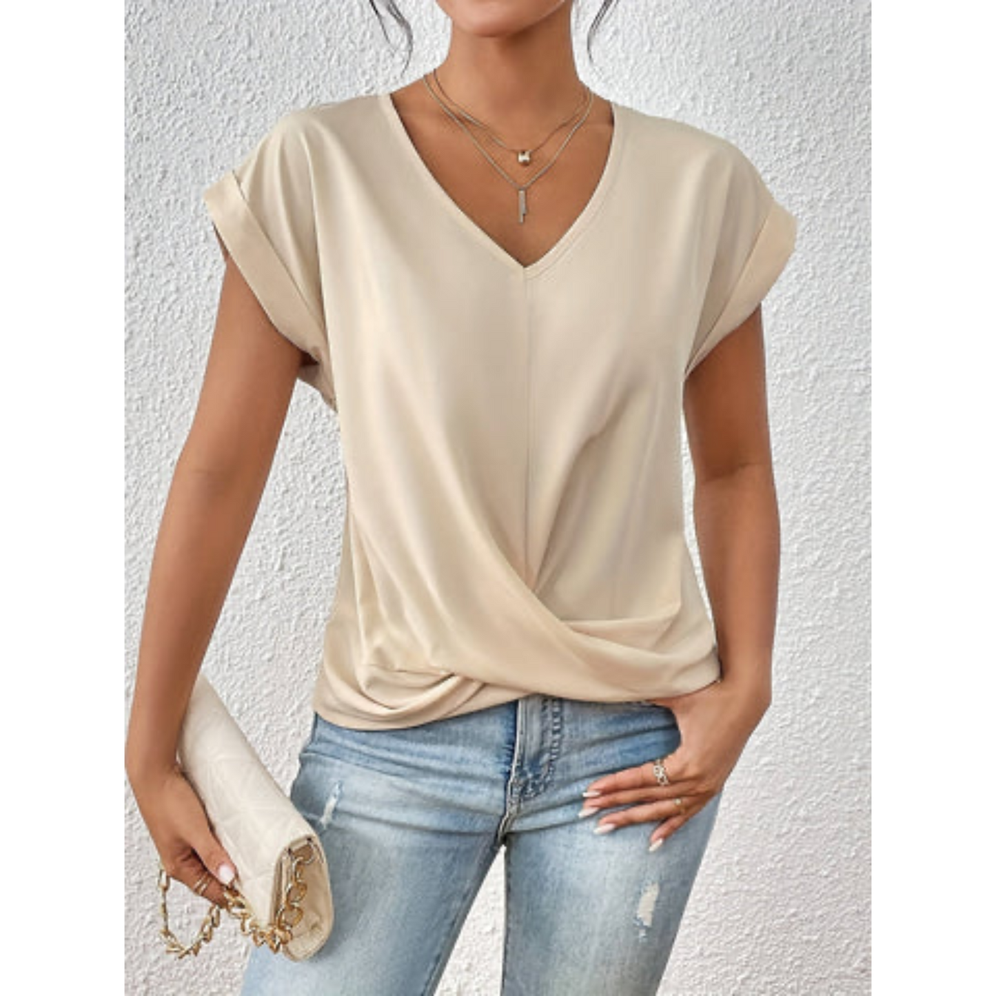 ELÉA™  T-SHIRT PLISSÉ À COL V