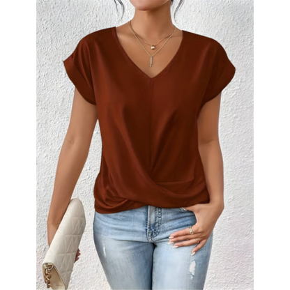 ELÉA™  T-SHIRT PLISSÉ À COL V