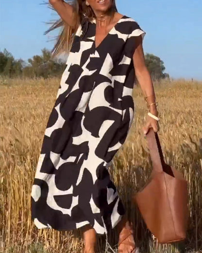 STÉPHANIE™ ROBE IMPRIMÉE À COL EN V