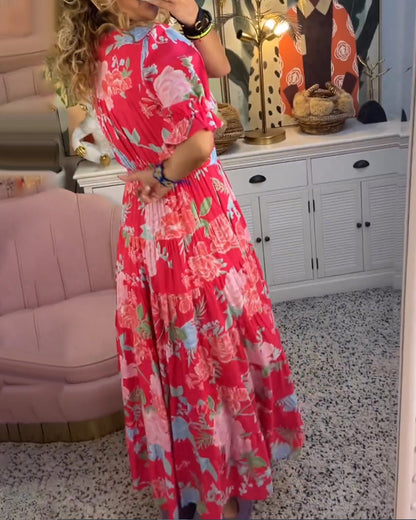CELESTE™ ROBE À COL EN V AVEC IMPRIMÉ FLORAL ET POCHES