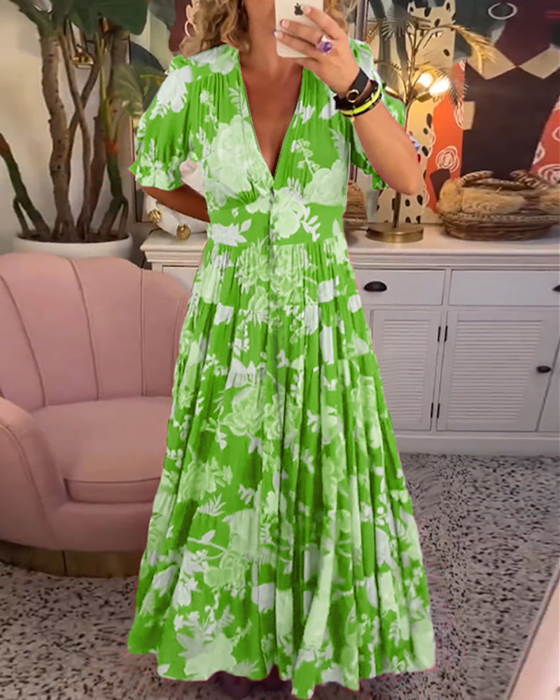 CELESTE™ ROBE À COL EN V AVEC IMPRIMÉ FLORAL ET POCHES