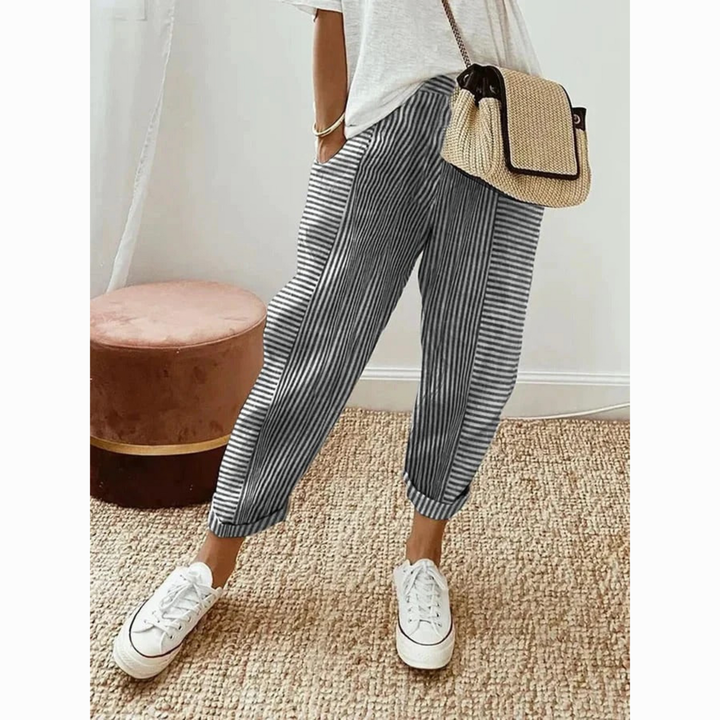 ÉLISE™ PANTALON LARGE RAYÉ