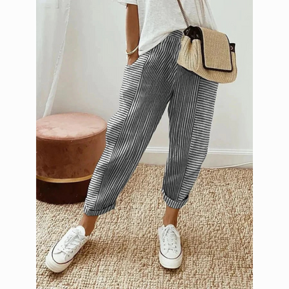 ÉLISE™ PANTALON LARGE RAYÉ