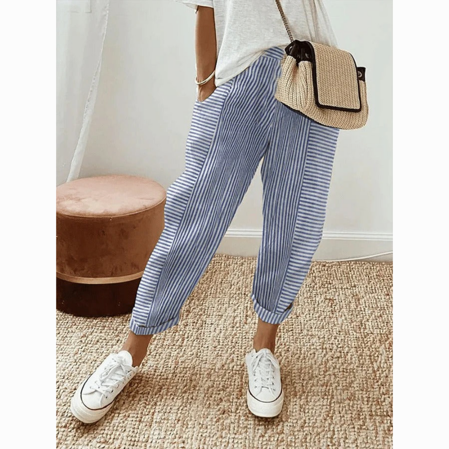 ÉLISE™ PANTALON LARGE RAYÉ