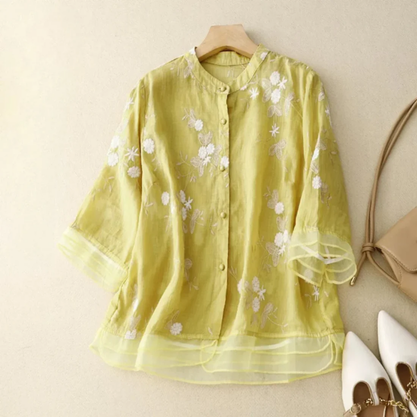 APOLLINE™ BLOUSE VINTAGE BRODÉE EN COTON