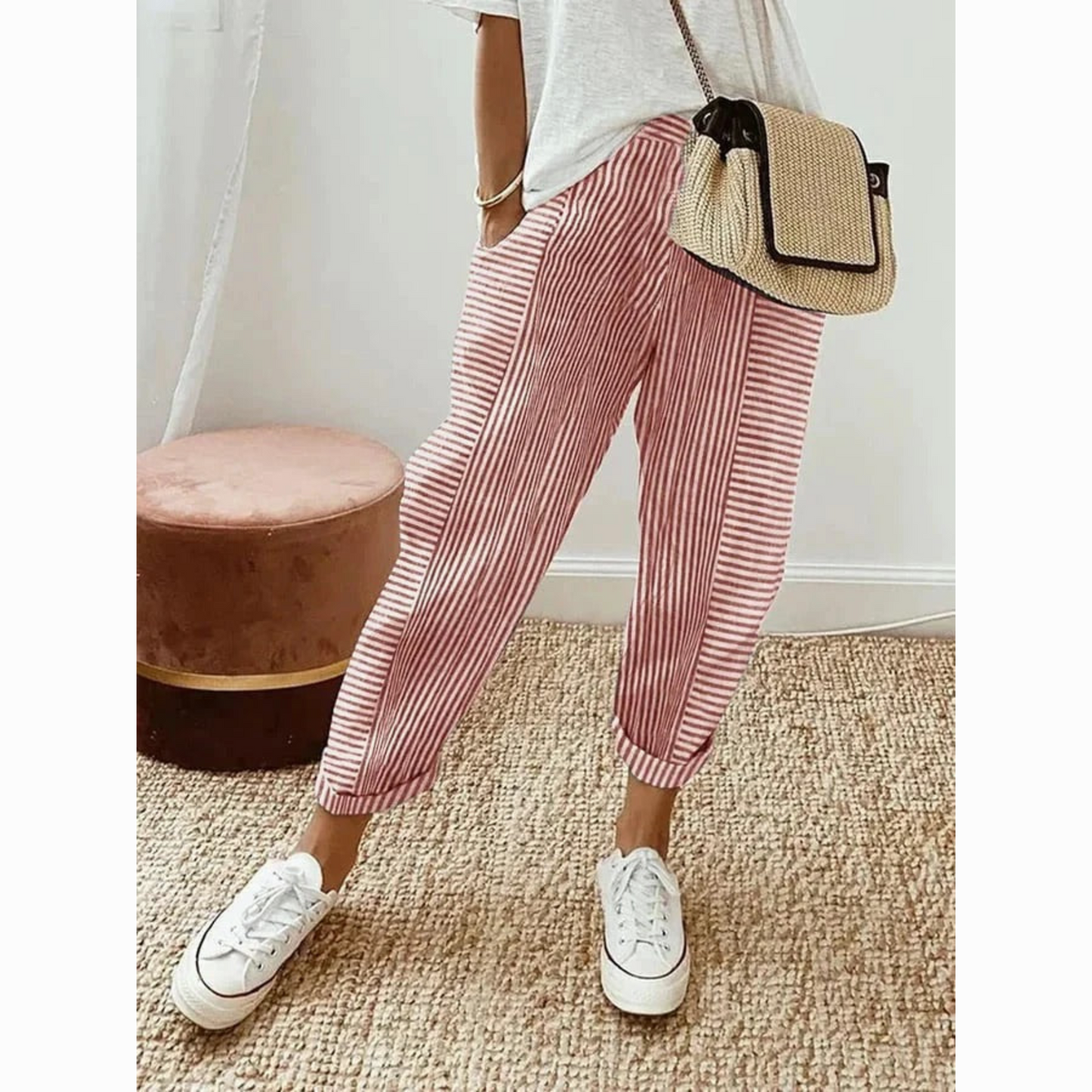ÉLISE™ PANTALON LARGE RAYÉ