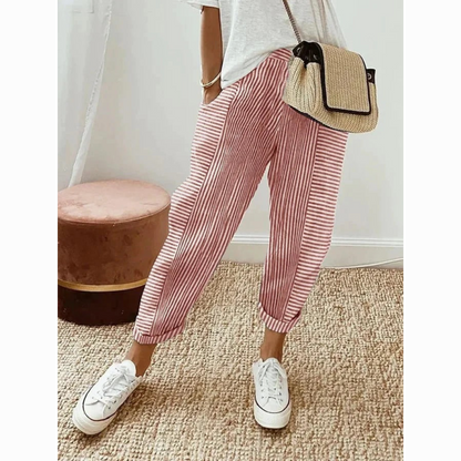 ÉLISE™ PANTALON LARGE RAYÉ