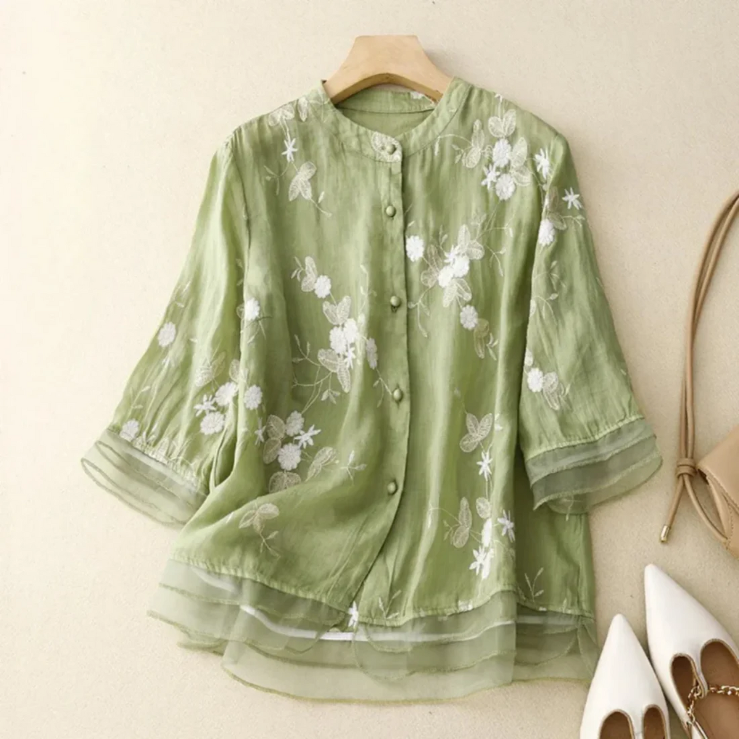APOLLINE™ BLOUSE VINTAGE BRODÉE EN COTON