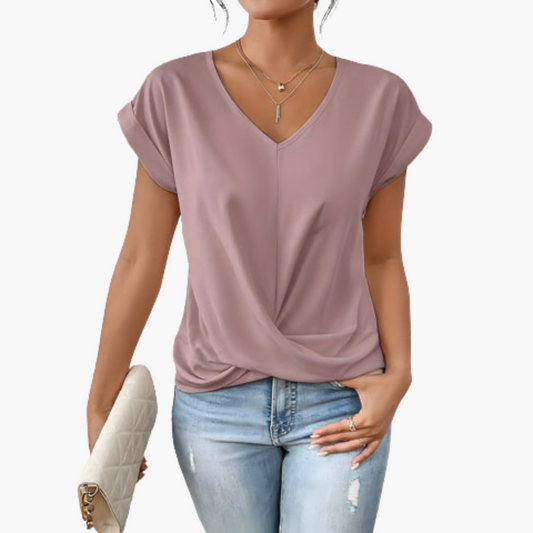 ELÉA™  T-SHIRT PLISSÉ À COL V